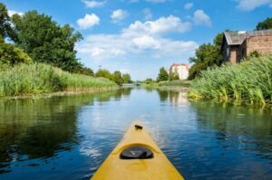 Gdansk: Guided Kayak Tour - Getting There: Yacht Club Red Containers and the White Dome Tent